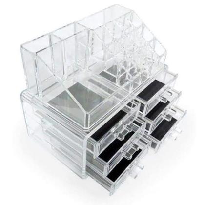 Imagem de Porta maquiagem kit 6 gavetas e 16 divisorias organizador acrílico gaveteiro
