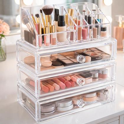 Imagem de Porta Maquiagem Organizador Cosméticos Blush Pincel Batom Skin Care Banheiro Penteadeira Quarto Salão