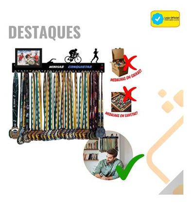 Imagem de Porta Medalha Triathlon Porta Retrato Para Até 100 Medalhas