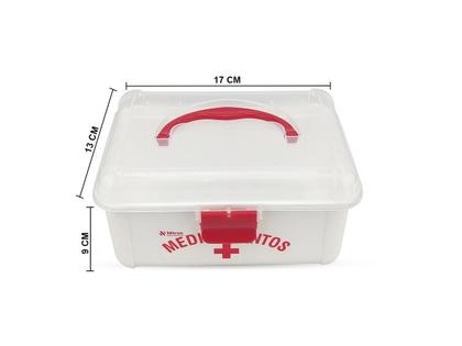 Imagem de Porta Medicamentos Remédio Maleta Primeiros Socorros Pequena Com Alça de Transporte e Trava de Segurança