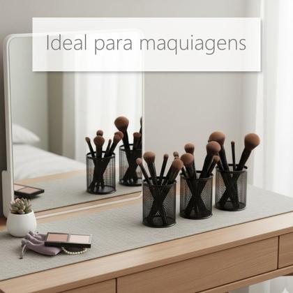 Imagem de Porta objetos caneta lápis multiuso redondo aramado preto