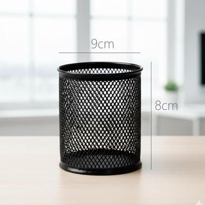 Imagem de Porta objetos caneta lápis multiuso redondo aramado preto