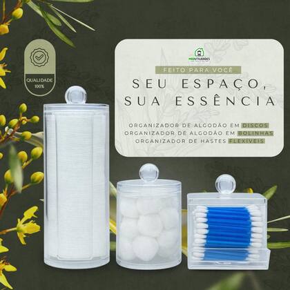Imagem de Porta Objetos em Acrílico P/ Algodão Cotonete Organizador