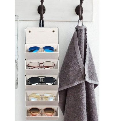 Imagem de Porta Óculos Estojo Organizador Viagem Dobrável 5 Divisórias
