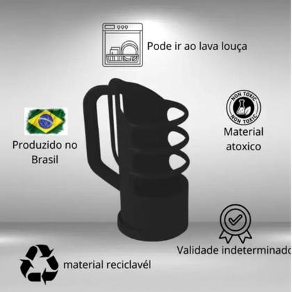 Imagem de Porta Óleo De Cozinha Azeite E Vinagre Com Alça Em Plástico - Preto