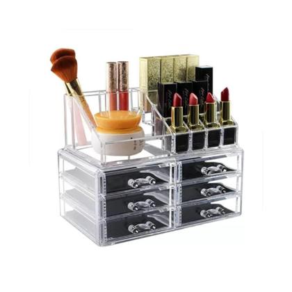 Imagem de Porta Organizador Caixa Acrílico De Maquiagem Joias Cosméticos Com Divisória 6 Gavetas