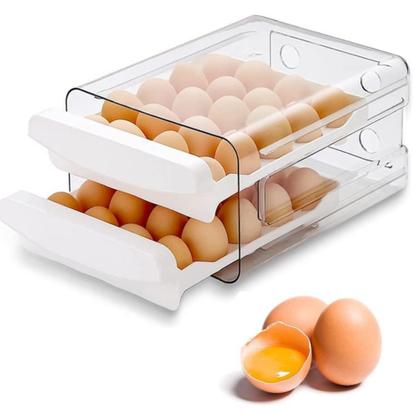 Imagem de Porta Ovos Acrilico P/ Geladeira Gaveteiro Duplo 32 Ovos