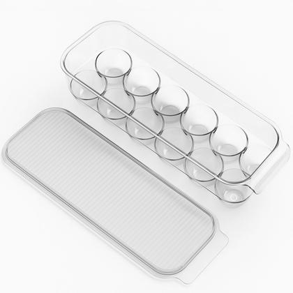 Imagem de Porta Ovos Organizador 12 Uni Com tampa Empilhável Cozinha