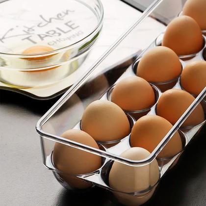 Imagem de Porta Ovos Organizador 12 Uni Com tampa Empilhável Cozinha