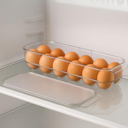 Imagem de Porta Ovos Organizador 12 Uni Com tampa Empilhável Cozinha