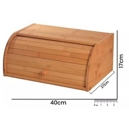 Imagem de Porta Pães Bambu Ekos 40x27x17cm Tampa Retrátil