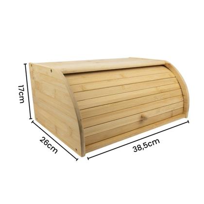 Imagem de Porta Pães Com Tampa Retrátil Em Bambu Para Pães e Bolos