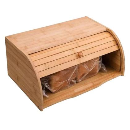 Imagem de Porta Pães de Bambu Com Tampa Retrátil