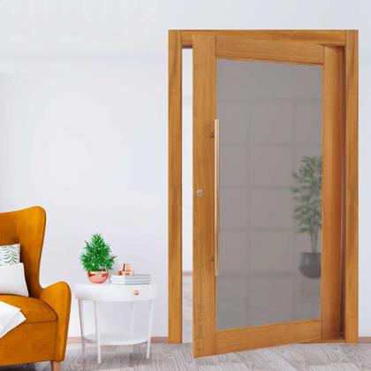 Imagem de Porta Panoramica com Vidro Fumê em Madeira Maciça Tauari Mapaf