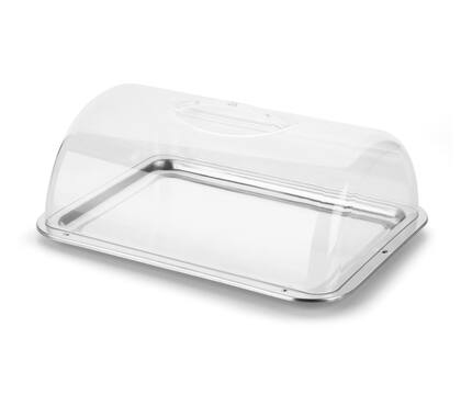 Imagem de Porta Pão Bolo Inox Boleira Com Tampa Cúpula Doces Pão Fatiado Servir Mesa Padaria Festa