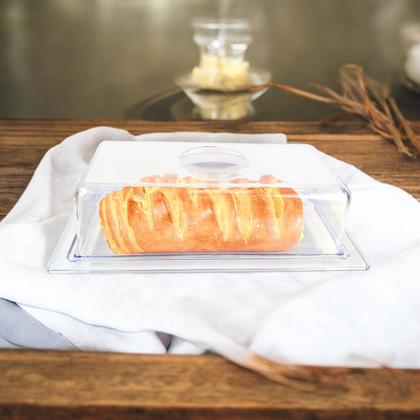 Imagem de Porta Pão Salgados Doces C/Tampa Retangular Cristal 24x11cm