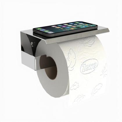 Imagem de Porta Papel Higienico Com Suporte Para Celular Inox ELG