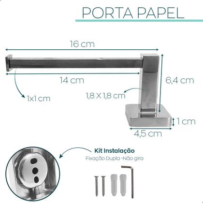Imagem de Porta Papel Higiênico Cromado Papeleira De Banheiro Metal Inox Suporte De Parede Acessório Lavabo