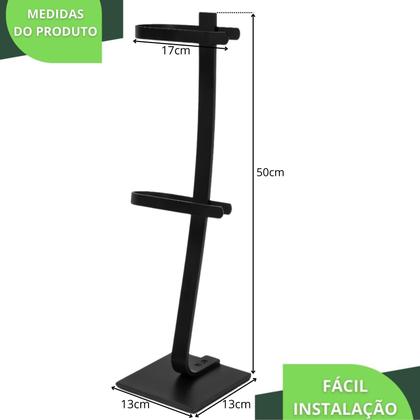 Imagem de Porta Papel Higiênico De Chão Duplo Preto F.Bali