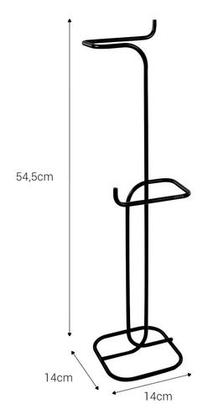 Imagem de Porta Papel Higiênico Duplo Papeleira De Chão Preta Superiore Organizador Decorativo Para Banheiro Lavabo