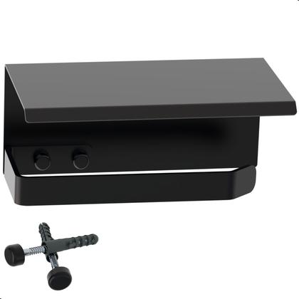 Imagem de Porta Papel Higiênico Inox De Parede Banheiro Preto MAX