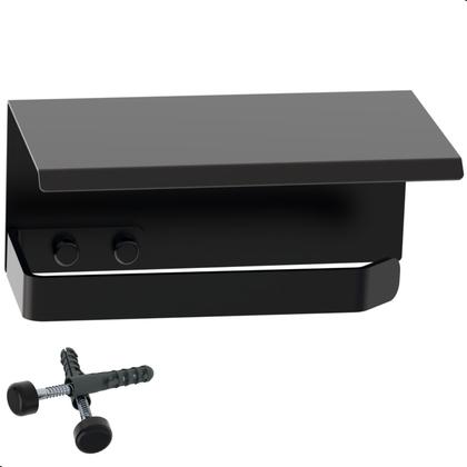 Imagem de Porta Papel Higiênico Inox De Parede Banheiro Preto MAX