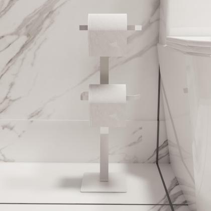 Imagem de Porta Papel Higiênico lavabo Chão Papeleiro 2 Rolos Branco Duplo luxo