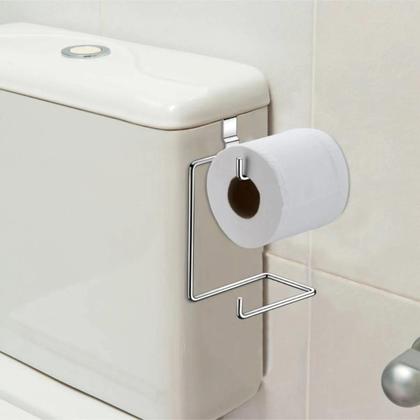 Imagem de Porta Papel Higiênico Papeleira Para Caixa De Descarga Acoplada Em Aço Carbono Organizador Rolo Papel Para Banheiro Lavabo