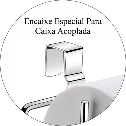 Imagem de Porta Papel Higiênico Papeleira Para Caixa De Descarga Acoplada Em Aço Carbono Organizador Rolo Papel Para Banheiro Lavabo