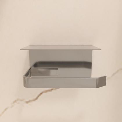 Imagem de Porta Papel Higiênico Stander Com Suporte Para Celular Polido