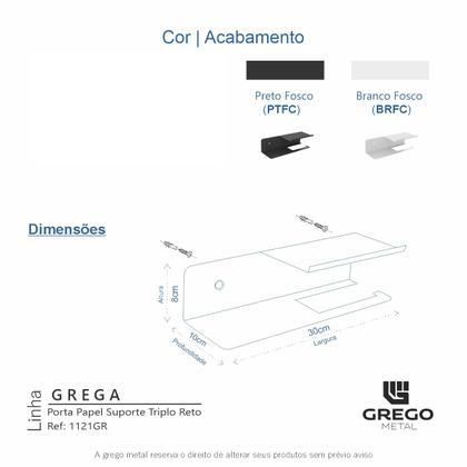 Imagem de Porta Papel Higiênico Triplo Preto Fosco Grega