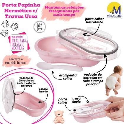 Imagem de Porta papinha com colher Ursa Plasutil ref. 16627