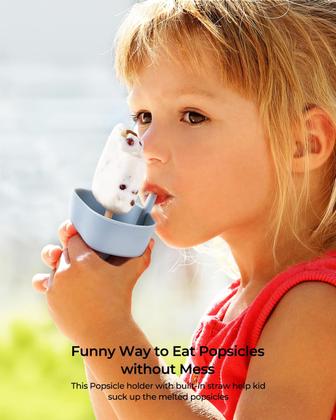 Imagem de Porta-picolés AODISTUCE de silicone sem gotejamento com canudo, pacote com 4 unidades