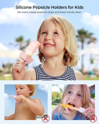 Imagem de Porta-picolés AODISTUCE de silicone sem gotejamento com canudo, pacote com 4 unidades