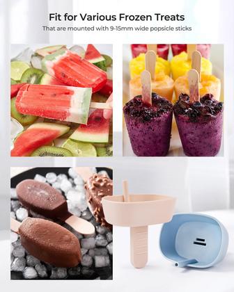 Imagem de Porta-picolés AODISTUCE de silicone sem gotejamento com canudo, pacote com 4 unidades