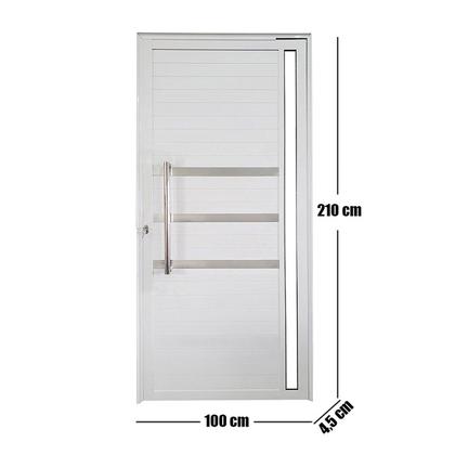 Imagem de Porta Pivotante de Alumínio 210 X 100cm com Puxador, Friso e Vidro Veneza Esquadrias Bergamo