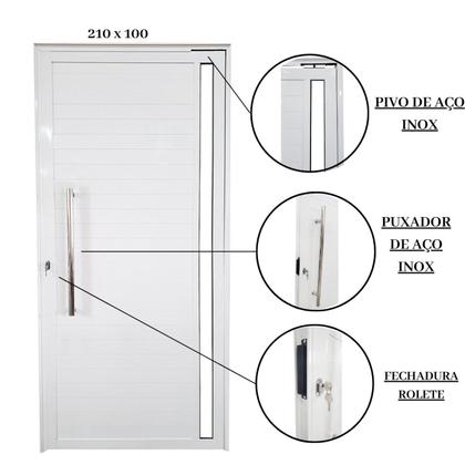 Imagem de Porta Pivotante de Alumínio 210 X 120cm com Puxador e Vidro Veneza Esquadrias Bergamo