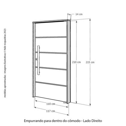 Imagem de Porta Pivotante Ripada Cedro Batente 14 Puxador Barra Chata 110 X 210 Direito Natural