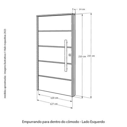 Imagem de Porta Pivotante Ripada Cedro Batente 14 Puxador Tubo 120 X 210 Esquerdo Natural