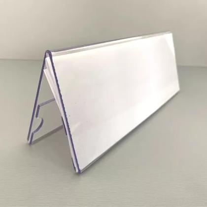 Imagem de Porta Preço V 21x8cm Display Prisma Buffet Etiqueta Mesa