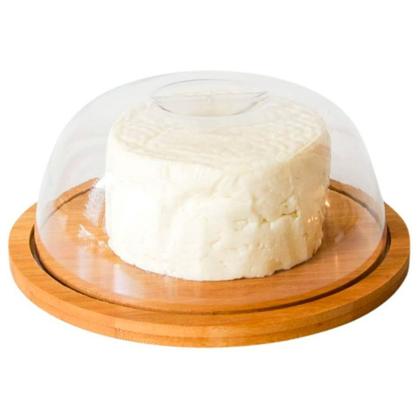 Imagem de Porta Queijo Queijeira Redonda Bambu Com Tampa Acrílico