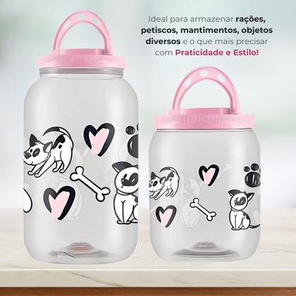 Imagem de Porta Ração Petiscos Saches Cachorro Gato 1,7l Com Alça