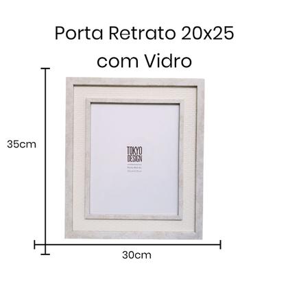 Imagem de Porta Retrato 20x25cm Paspatur Trançado Branco Mármore Fotos