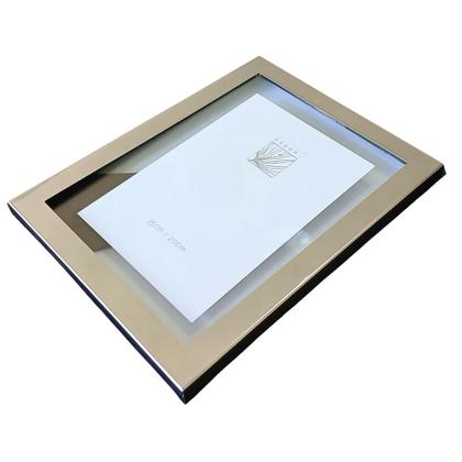 Imagem de Porta Retrato com Moldura de Aço Inox Prata Para Foto 15x20cm