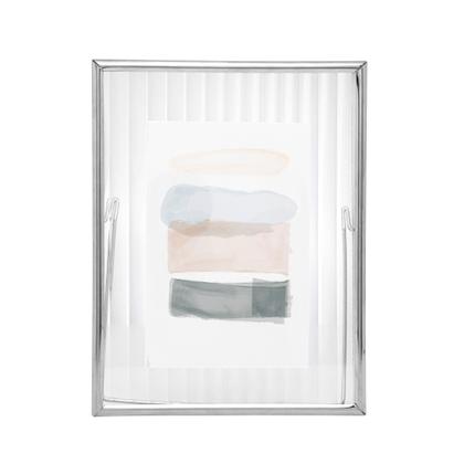 Imagem de Porta Retrato com Vidro Canelado e Metal Prata 15x10cm