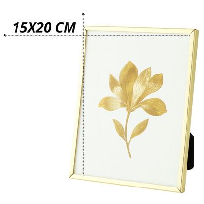 Imagem de Porta Retrato De Metal Com Vidro Luxo Dourado Pequeno 15x20 CM Espelhado Vidro