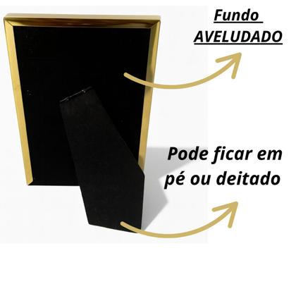 Imagem de Porta Retrato De Metal Com Vidro Luxo Dourado Pequeno 15x20 CM Espelhado Vidro