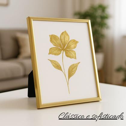 Imagem de Porta Retrato De Metal Com Vidro Luxo Dourado Pequeno 15x20 CM Espelhado Vidro