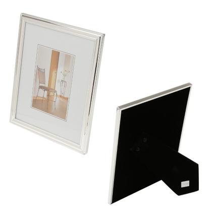 Imagem de Porta Retrato Decorativo de Aço Inox Friso Prata 13cm x 18cm Wolff