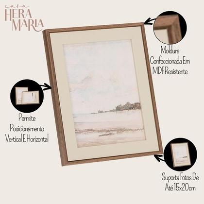 Imagem de Porta Retrato Decorativo De Mesa Em Madeira E Vidro 15x20cm